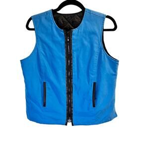 Susan Bristol Women's Blue Crew Neck Full Zip Front Reversible vest Size Medium